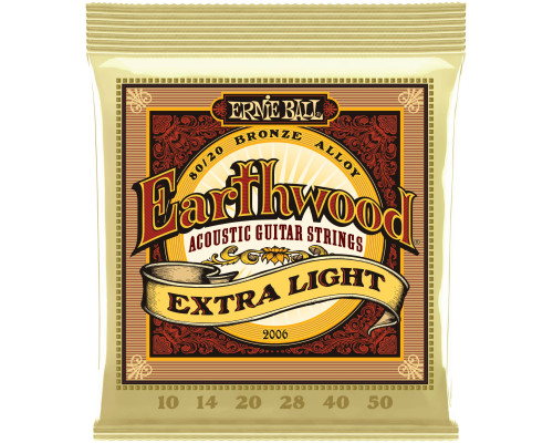 ERNIE BALL 2006 Earthwood 80/20 Bronze Extra Light 10-50 - Струны для акустической гитары ERNIE BALL 2006 Earthwood 80/20 Bronze Extra Light 10-50 - Струны для акустической гитары