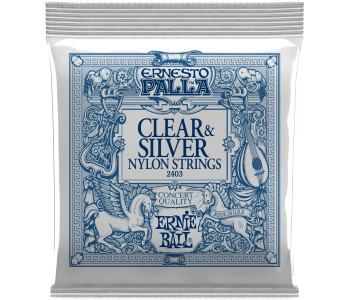 ERNIE BALL 2403 Ernesto Palla Clear&Silver Nylon Medium 28-42 - Струны для классической гитары