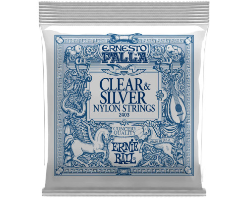 ERNIE BALL 2403 Ernesto Palla Clear&Silver Nylon Medium 28-42 - Струны для классической гитары