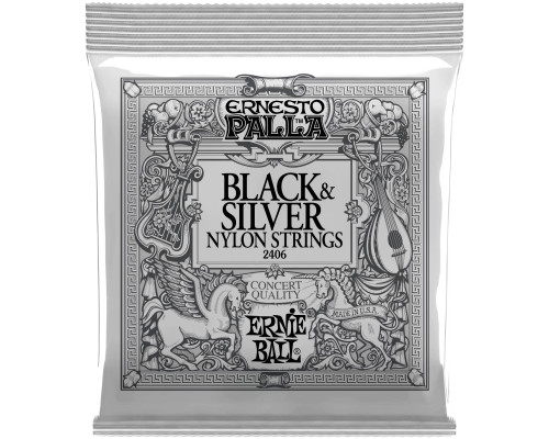 ERNIE BALL 2406 Ernesto Palla Black&Silver Nylon Medium 28-42 - Струны для классической гитары