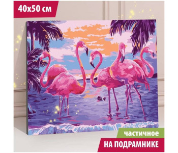 ШКОЛА ТАЛАНТОВ 'Розовые фламинго' 40х50 - Мозаика алмазная